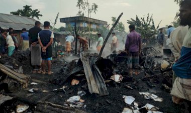 বাইশারী বাজারে অগ্নিকান্ডে ৪ দোকান ও ৪ ফ্যামিলি বাসা পুড়ে ছাই