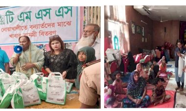 নোয়াখালীর বন্যার্তদের মাঝে ড.হোসনে আরা বেগমের নগদ অর্থ ও ত্রাণ সামগ্রী বিতরণ