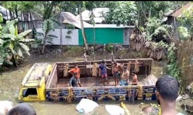 রাজবাড়ী-কুষ্টিয়া আঞ্চলিক মহাসড়কে গরুবাহী একটি ট্রাক নিয়ন্ত্রণ হারিয়ে খাদে উল্টে দুই ব্যবসায়ী নিহত