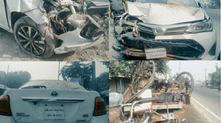 কেশবপুরের মঙ্গলকোটে ট্যাক্সি ও ভ্যানগাড়ীর  মুখোমুখি সংঘর্ষে ভ্যানচালক গুরুতর আহত