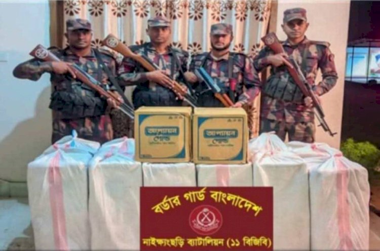 নাইক্ষ‍্যংছড়িতে ১১ বিজিবির অভিযানে অবৈধ গরুসহ বিভিন্ন পণ্য সামগ্রী জব্দ