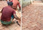 গ্রামীণ অবকাঠামো উন্নয়নে পাঁজিয়ায় নতুন  ইটের সড়ক নির্মাণ, স্বস্তি এলাকাবাসীর