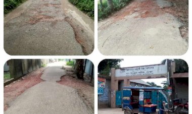 চৌরাস্তা বাজার থেকে খিদিরপুর বাজার পর্যন্ত রাস্তার নাজেহাল অবস্থা,দুর্ভোগে জন-সাধারণ