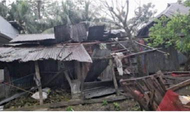 মির্জাগঞ্জে টর্নেডোতে কয়েকটি বসত ঘর বিধ্বস্ত আহত শিশু সহ তিন।