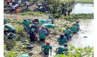 নওগাঁর তুলসীগঙ্গা নদীর প্রাণ ফেরাতে পরিষ্কার পরিচ্ছন্ন অভিযান শুরু  মাঠে নেমেছে এক ঝাঁক তরুণ