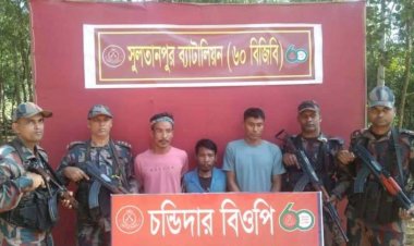 সুলতানপুর ব্যাটালিয়ন (৬০ বিজিবি) কর্তৃক ৫ জন ভারতীয় নাগরীক আটক