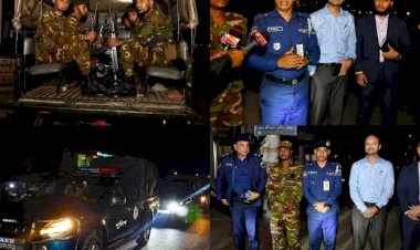 নওগাঁ জেলাসহ বিভিন্ন উপজেলায়  সেনাবাহিনী,পুলিশ, প্রশাসন ও আনসারসহ বিভিন্ন বাহিনীর যৌথ টহল শুরু