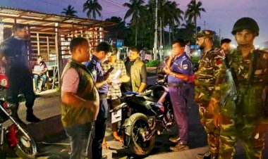 নড়াইল যৌথবাহিনীর অস্থায়ী চেকপোস্টে বিশেষ  অভিযানে বিপুল পরিমাণ  মোটরসাইকেল জব্দ