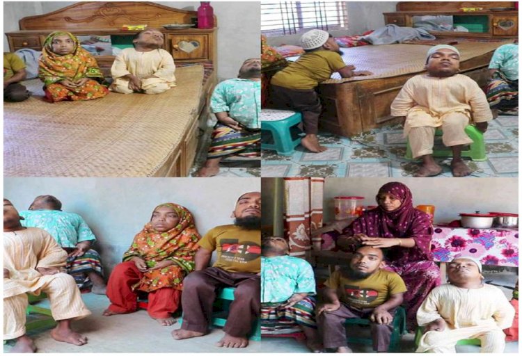 নওগাঁর নিয়ামতপুর উপজেলার হরিপুর গ্রামে একই পরিবারের ৪  ভাই বোন শারীরিক প্রতিবন্ধী