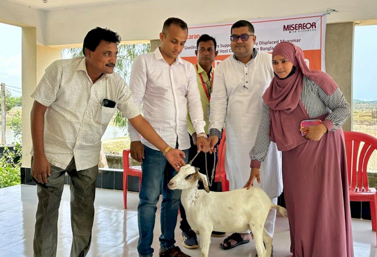কক্সবজারে টেকনাফে দুস্থ মহিলাদের মাঝে ছাগল বিতরণ