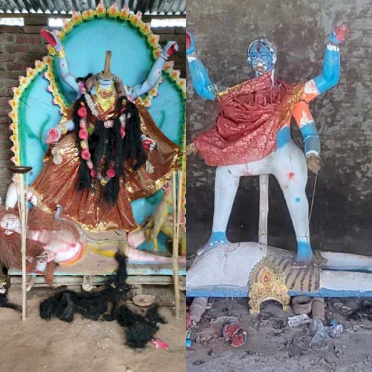 নওগাঁসহ বিভিন্ন উপজেলায় ১২টি প্রতিমা ভাংচুর করে পালিয়ে যায় দুর্বৃত্তরা