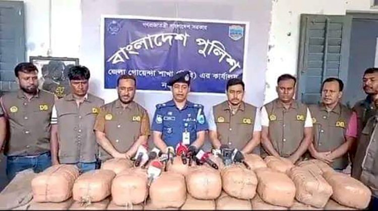 নওগাঁ বিশেষ অভিযানে ১০১ কেজি গাঁজাসহ দুই জন আটক