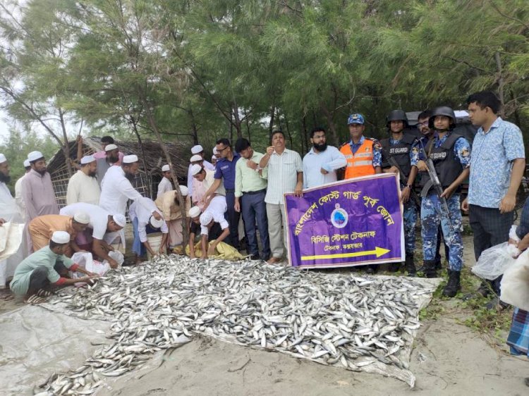 টেকনাফে ৯০ হাজার মিটার কারেন্ট জাল ও ১.৫  মেট্রিক টন মাছ জব্দ