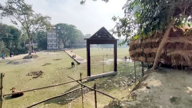 নওগাঁ শের-এ বাংলা সরকারি মহাবিদ্যালয়ের শুধু গেইট আছে চলাচলের রাস্তা নেই?