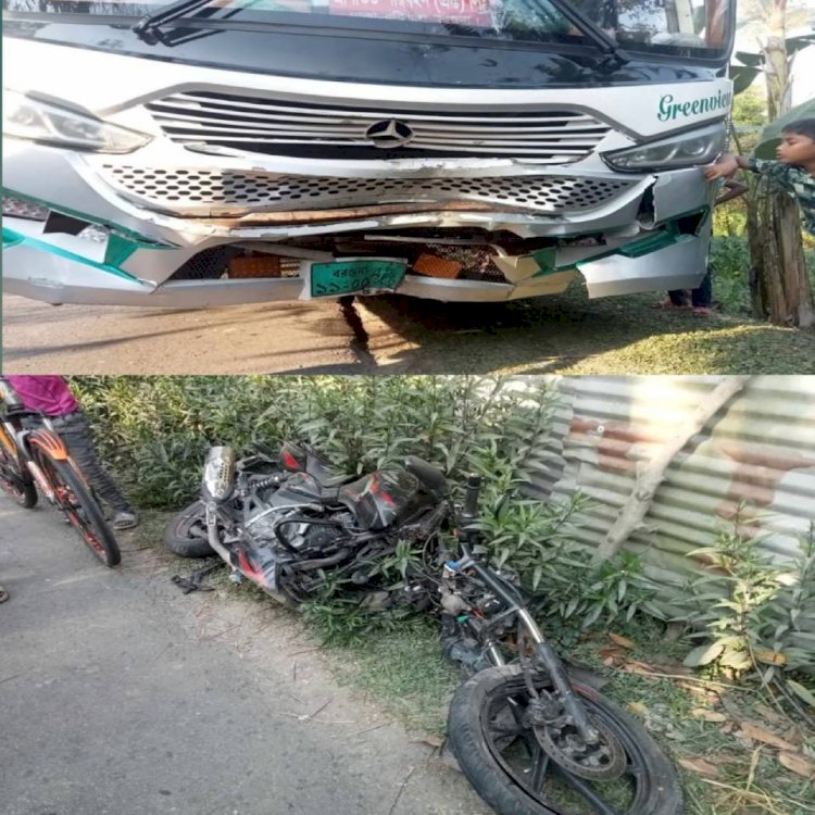 মির্জাগঞ্জে বাস মোটরসাইকেল মুখোমুখি সংঘর্ষ নিহত এক।
