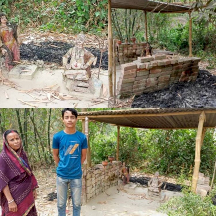 নওগাঁর বর্ষাইল-ঝালঘরিয়া মন্দিরে অগ্নিসংযোগ করেছে প্রতিপক্ষরা থানায় মামলা