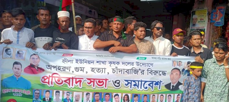 অপহরণ, গুম, হত্যা,মাদক চাঁদাবাজি ও সন্ত্রাসী  কর্মকান্ডের প্রতিবাদে হ্নীলা ইউনিয়ন কৃষক দলের প্রতিবাদ সভা অনুষ্ঠিত