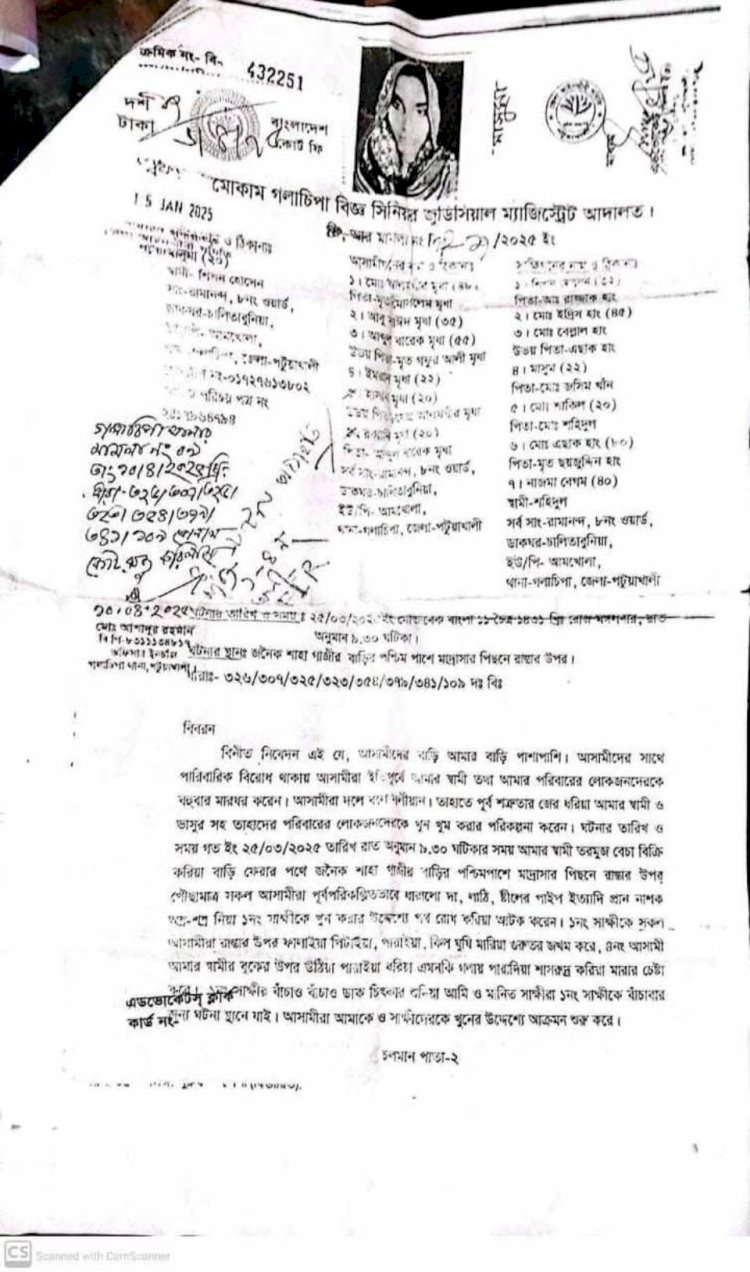 গলাচিপায় আদালতে মামলা করায় বাদীকে প্রাননাশের হুমকি