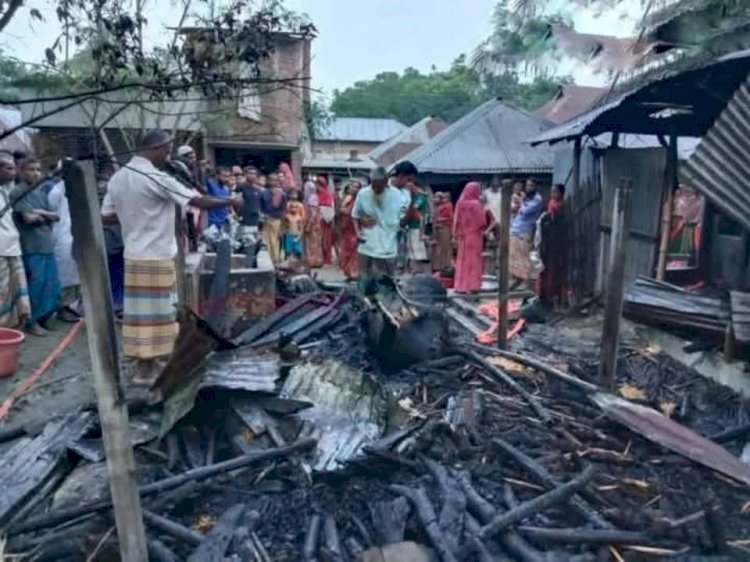 নওগাঁয় গোয়ালঘরে অগ্নিকাণ্ডে গরু-ছাগলসহ লক্ষাধিক টাকা ক্ষতি