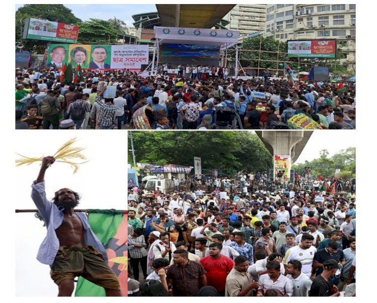 জুলাই গণ-অভ্যুত্থানের বর্ষপূর্তিতে শাহবাগে ছাত্রদলের জমায়েত; চলছে স্লোগান