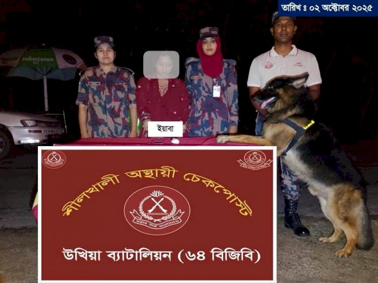 টেকনাফ মেরিন ড্রাইভ সড়কে  বিজিবির চেকপোস্টে ইয়াবাসহ নারী আটক