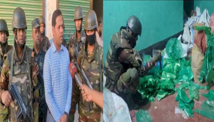 নড়াইলে যৌথবাহিনীর অভিযানে পলিথিন জব্দ  ৫০ হাজার টাকা জরিমানা