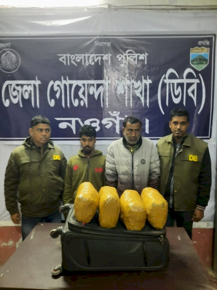 নওগাঁ গোয়েন্দার বিশেষ অভিযানে ৮ কেজি গাঁজাসহ ২ জন গ্রেফতার