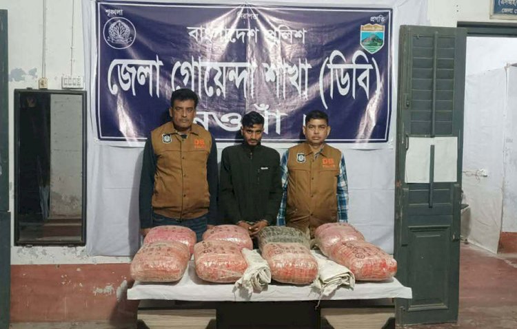 নওগাঁয় মাদক বিরোধী অভিযানে বিপুল পরিমাণ গাঁজাসহ  এক জন আটক!