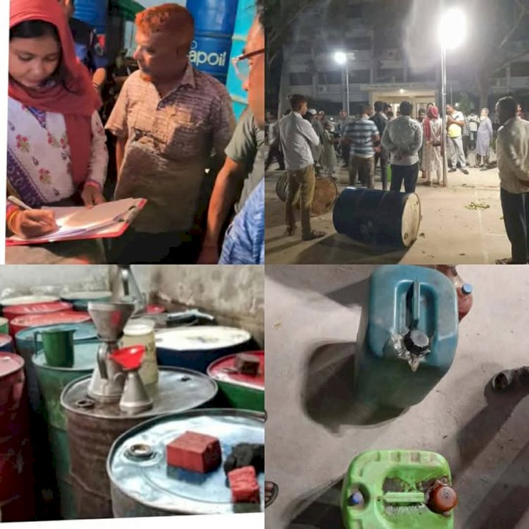 নওগাঁর মহাদেবপুর চৌমাশিয়া বাজারে  ওহাব ট্রেডার্সে এ অভিযান চালিয়ে ৪১২ লিটার তৈল জব্দ