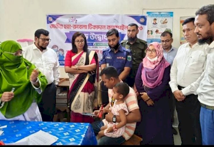 নওগাঁয় হাম টিকাদান ক্যাম্পেইন শুভ উদ্বোধন করেন এমপি জাহিদুল ইসলাম  ধলু