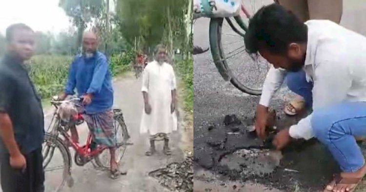 ঠাকুরগাঁওয়ে সড়ক সংস্কার অনিয়ম—হাত দিয়েই উঠে যাচ্ছে পিচ, তদন্ত দাবি