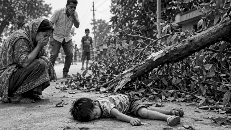 কেশবপুরে রাস্তার পাশের গাছের কাটা  ডাল পড়ে এক শিশুর করুন মৃত্যু
